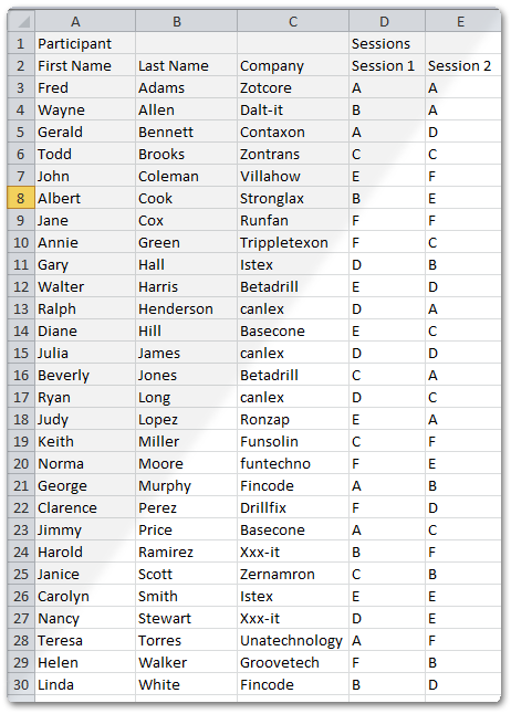 Speed Networking Rotation Schedule Excel